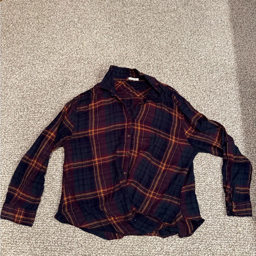Maurices Blue and Yellow Checkered Top